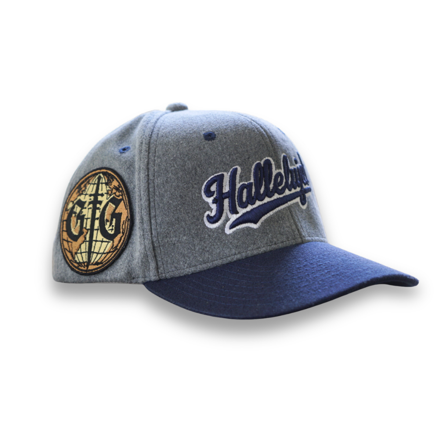 Hallelujah Wool Snapback - Grey + Navy blue