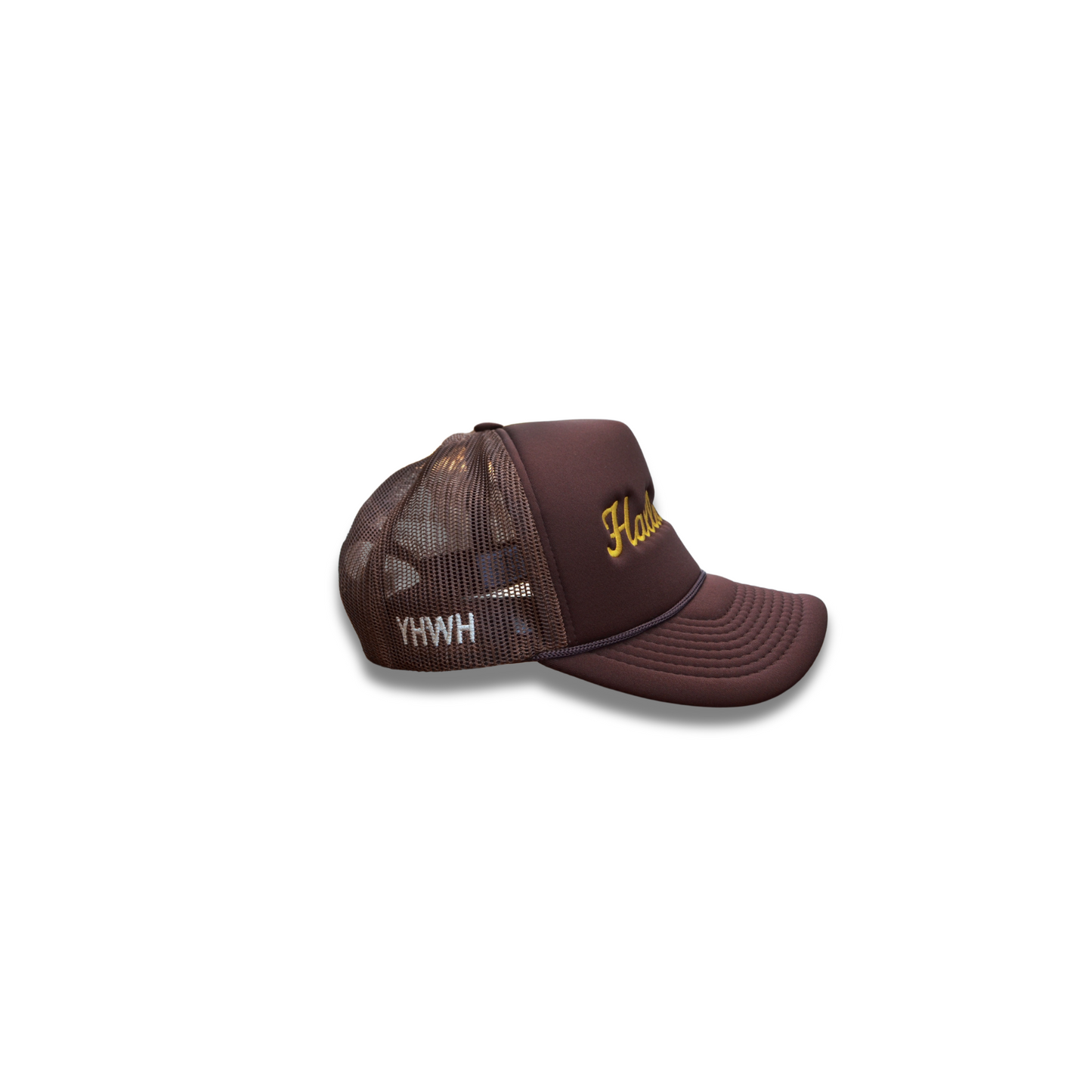 Hallelujah Trucker Hat - Brown + Mustard Yellow