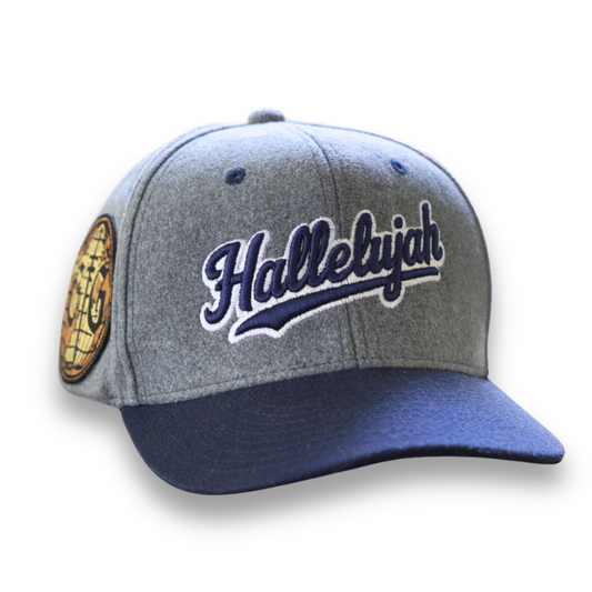 Hallelujah Wool Snapback  - Grey + Navy blue