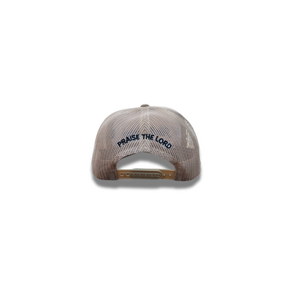 Hallelujah Trucker Hat – Cream + Blue