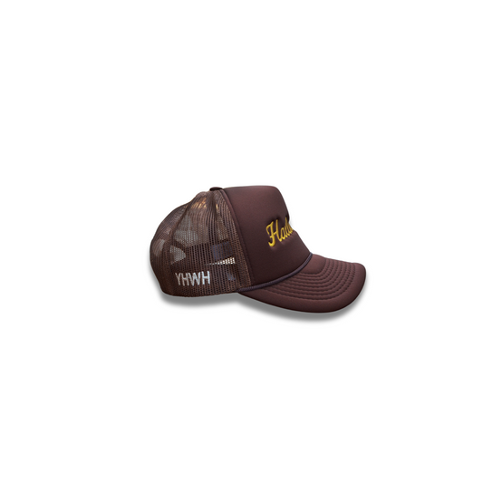 Hallelujah Trucker Hat - Brown + Mustard Yellow